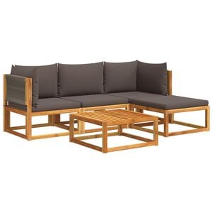 vidaXL Conjunto de sof&aacute; de jard&iacute;n de 5 piezas con cojines de madera de acacia y cuerda