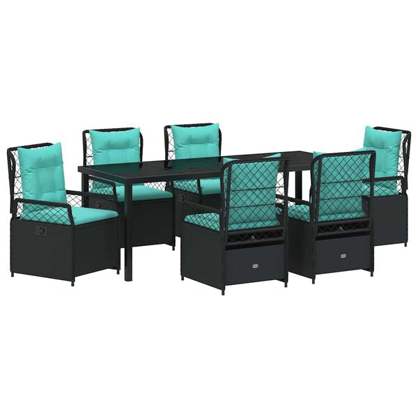 vidaXL Conjunto de Comedor de Jard&iacute;n 7 pcs Negro rat&aacute;n sint&eacute;tico