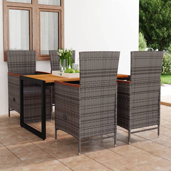 vidaXL Juego de comedor para jard&iacute;n de 5 piezas gris