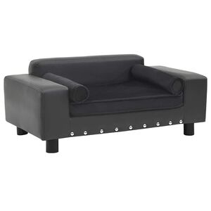 vidaXL Sof&aacute; para perros felpa y cuero sint&eacute;tico gris oscuro 81x43x31cm
