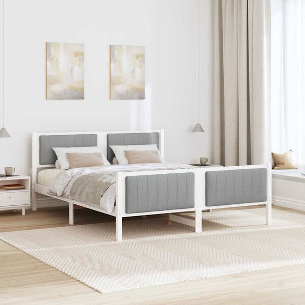 vidaXL Estructura de cama con cabecera y gris claro 160 x 200 cm