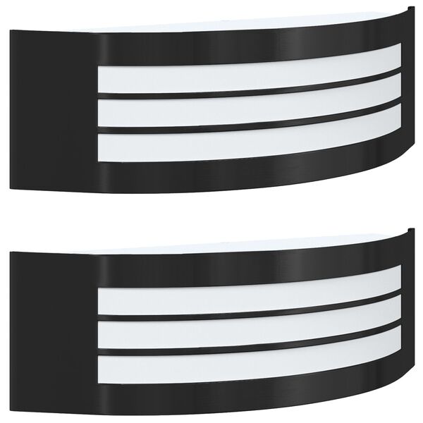 vidaXL Luz de pared exterior 2 pcs Negro 32 x 10 x 10 cm