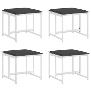 vidaXL Taburetes de jard&iacute;n con cojines 4 uds acero y textilene blanco