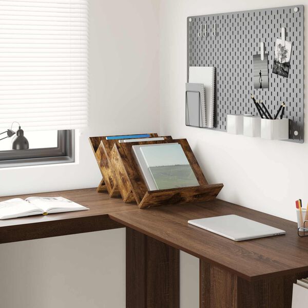 vidaXL Estante de revistas con estante Roble ahumado 53 x 40 x 28.5 cm