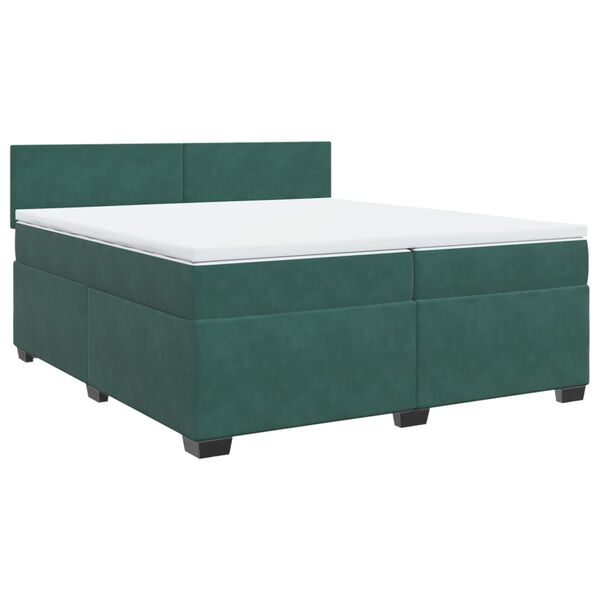 vidaXL Cama box spring con colch&oacute;n terciopelo verde oscuro 200x200 cm