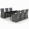 vidaXL Juego de comedor de jard&iacute;n 7 piezas con cojines gris
