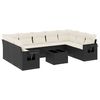 vidaXL Set de sof&aacute;s de jard&iacute;n 10 pzas cojines rat&aacute;n sint&eacute;tico negro