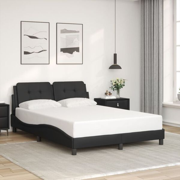 vidaXL Estructura de cama sin colch&oacute;n Zadar cuero sint&eacute;tico negro 140x190 cm