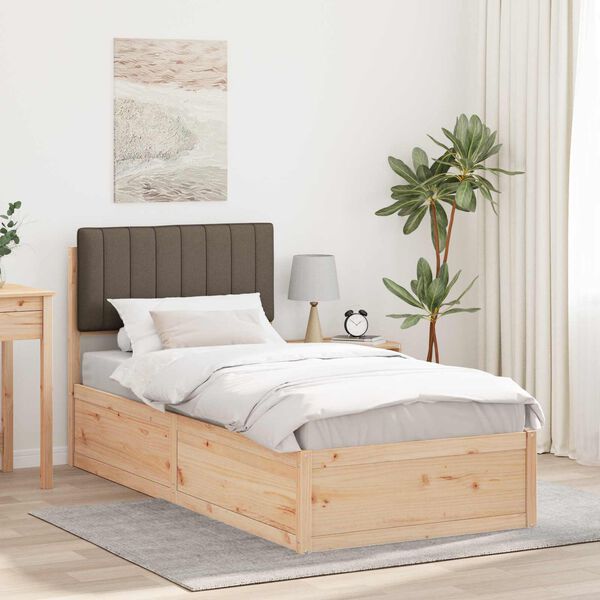 vidaXL Estructura de Cama con Cabecera Tapizada Taup&eacute; 90 x 200 cm
