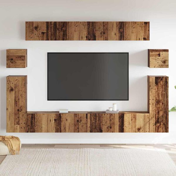 vidaXL Unidades de TV 4 pcs Madera Vieja Madera contrachapada