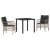 vidaXL Conjunto de Comedor de Jard&iacute;n 3 uds. Gris Claro rat&aacute;n sint&eacute;tico