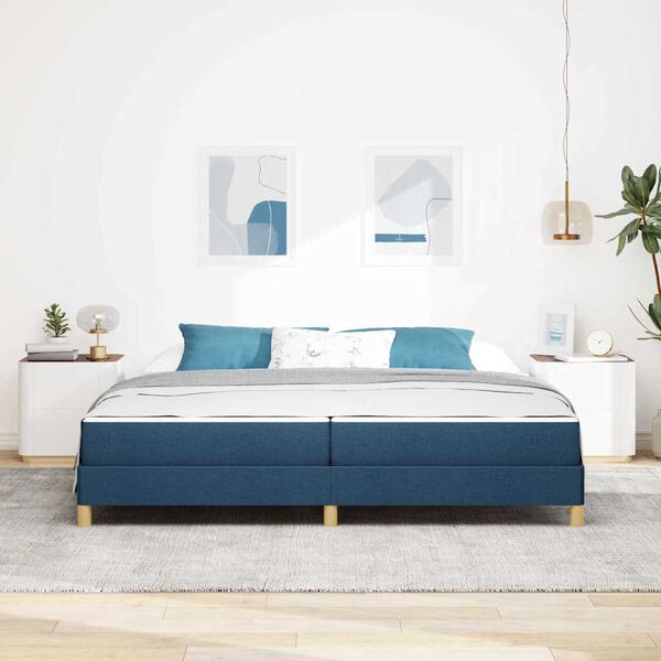 vidaXL Cama tipo Box Spring con colch&oacute;n Azul 200 x 200 cm tela