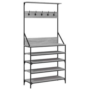 vidaXL Perchero con zapatero gris Sonoma 90x34x184 cm