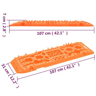 vidaXL Tablas de tracción 2 unidades nailon naranja 107x31x7 cm