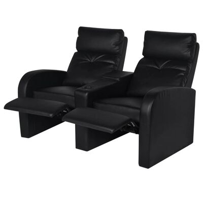 vidaXL Sillón reclinable de 2 plazas de cuero artificial negro