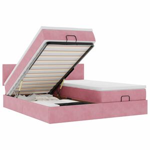 vidaXL Estructura de cama otomana colchones terciopelo rosa 160x200cm