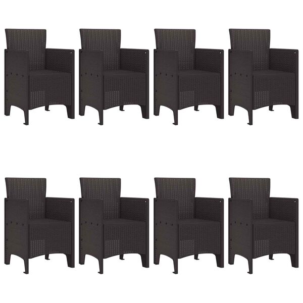vidaXL Conjunto de Comedor de Jardín 9 pcs Marrón Ratan Polt