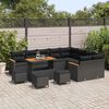 vidaXL Conjunto de sof&aacute; de jard&iacute;n 13 pcs Negro Rattan de Poli&eacute;ster