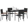 vidaXL Conjunto de Comedor de Jard&iacute;n 5 pcs Negro rat&aacute;n sint&eacute;tico