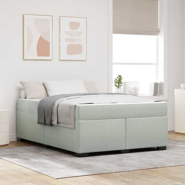 vidaXL Estructura de cama con colch&oacute;n Gris Claro 140 x 200 cm tela