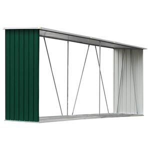 vidaXL Casetilla para le&ntilde;a acero galvanizado verde 330x84x152 cm