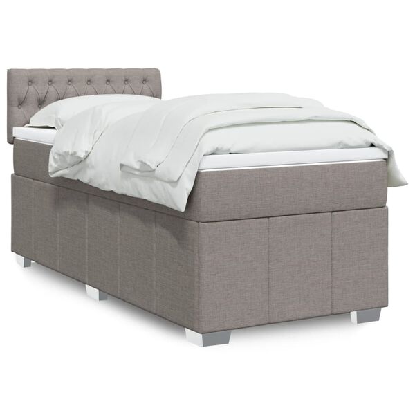vidaXL Cama box spring con colch&oacute;n tela gris taupe 90x190 cm
