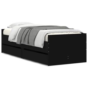 vidaXL Estructura de cama con cajones negro 100x200 cm