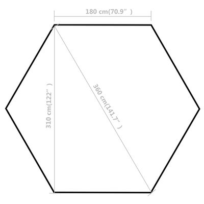 vidaXL Carpa hexagonal desplegable con 6 paredes laterales gris 3,6x3,1 m