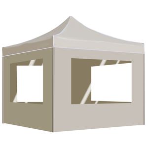 vidaXL Carpa plegable profesional con paredes aluminio crema 3x3 m