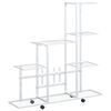 vidaXL Soporte de flores con rueda de metal blanco 94,5x25x92,5 cm