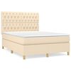 vidaXL Cama box spring con colch&oacute;n tela color crema 140x200 cm