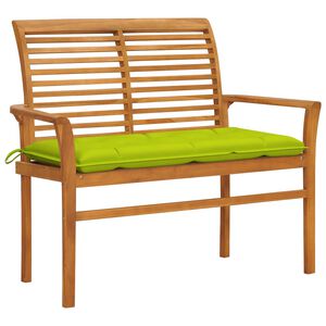vidaXL Banco de jard&iacute;n madera de teca con coj&iacute;n verde brillante 112 cm