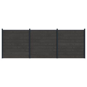 vidaXL Conjunto de valla 3 pcs 526 x 186 cm WPC y Aluminio Negro