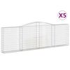 vidaXL Cestas de gaviones 5 uds forma de arco hierro 400x30x120/140 cm