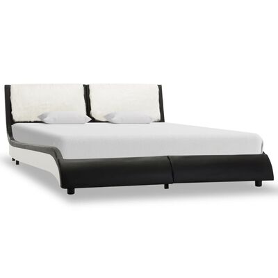 vidaXL Estructura de cama cuero sintético negra y blanca 135x190 cm