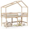 vidaXL Cama alta con escalera y techo madera maciza de pino 90x190 cm
