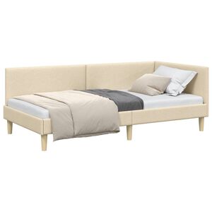 vidaXL Estructura de cama en esquina con cabecera Crema 90 cm x 200 cm