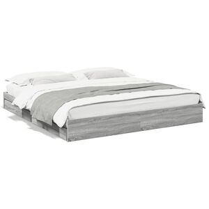 vidaXL Cama con cajones madera ingenier&iacute;a gris Sonoma 200x200 cm