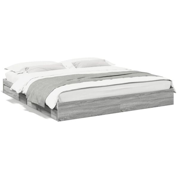 vidaXL Cama con cajones madera ingenier&iacute;a gris Sonoma 200x200 cm