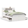 vidaXL Cama con estanter&iacute;a sin colch&oacute;n madera maciza blanca 160x200 cm