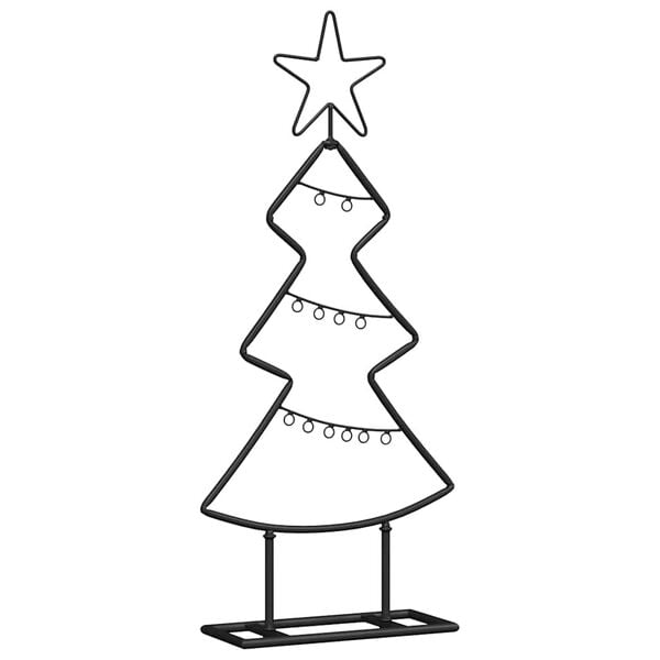 vidaXL &Aacute;rbol de Navidad de metal con soporte Negro 60 cm Acero
