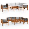vidaXL Conjunto de jard&iacute;n de 7 piezas con cojines, madera color crema, acacia y cuerda