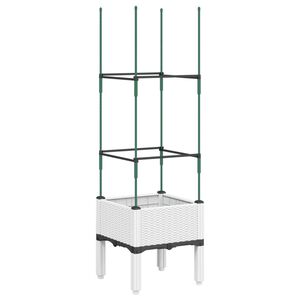 vidaXL Jardinera con enrejado PP blanco 40x40x142,5 cm