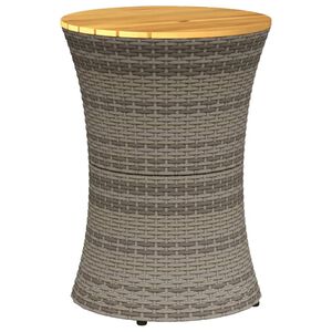 vidaXL Mesa de jard&iacute;n en forma de tambor rat&aacute;n sint&eacute;tico y madera gris
