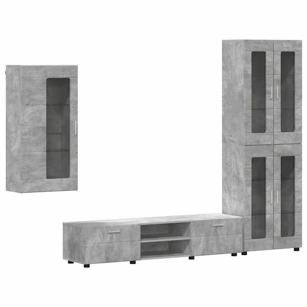 vidaXL Conjunto de mueble de TV con caj&oacute;n FLORIN Gris Concreto