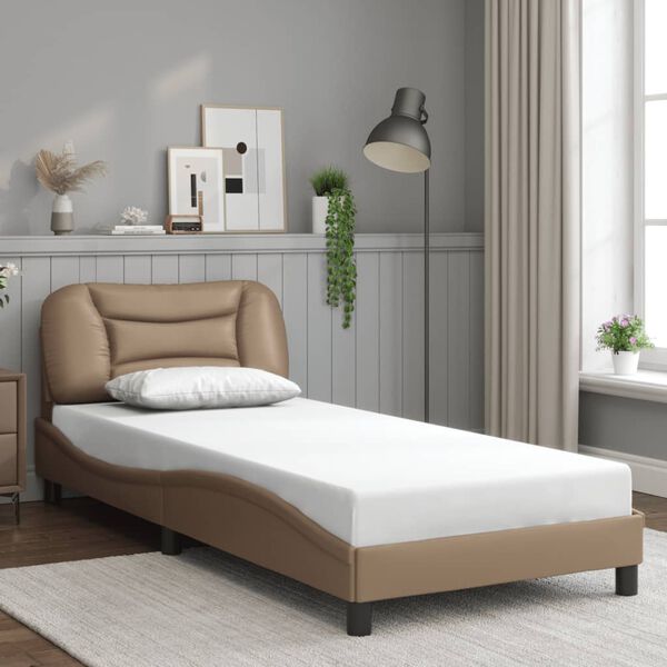 vidaXL Estructura de cama sin colch&oacute;n Hvar cuero sint&eacute;tico capuchino 80x200 cm