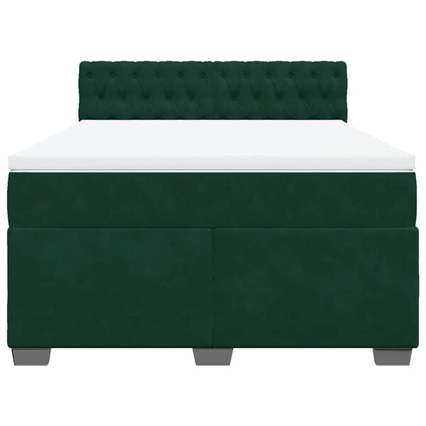 vidaXL Cama box spring con colch&oacute;n terciopelo verde oscuro 140x190 cm