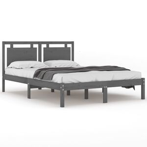 vidaXL Estructura de cama de madera maciza de pino gris 200x200 cm