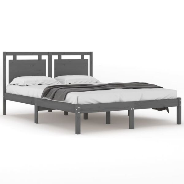 vidaXL Estructura de cama de madera maciza de pino gris 200x200 cm