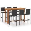 vidaXL Conjunto de bar para jard&iacute;n 7 piezas con cojines negro
